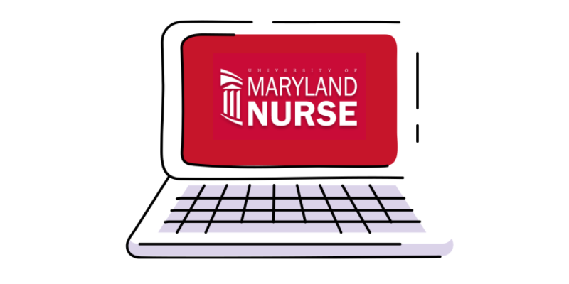 laptop with background that reads Maryland Nurse