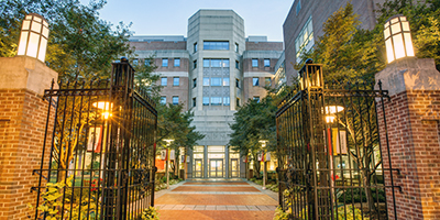 exterior of UMSON Baltimore at night