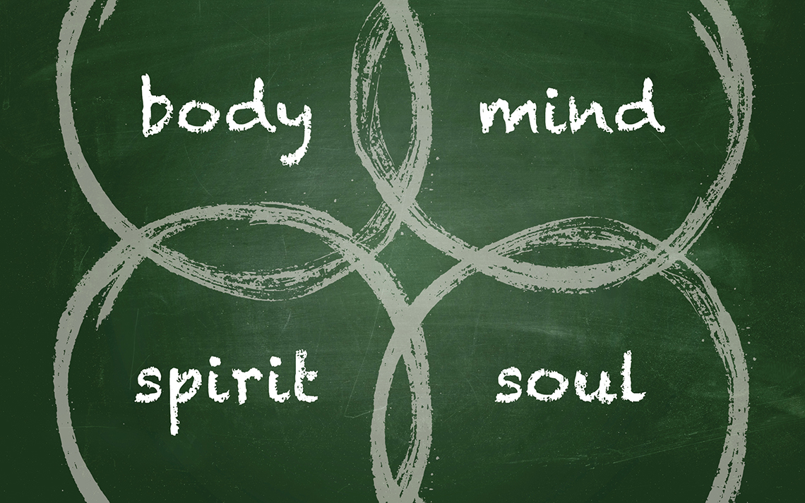intersecting circles that say body, mind, spirit, soul
