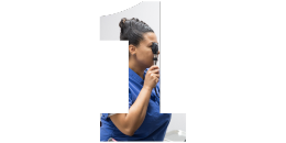 a photo of a nurse looking through a otoscope in the shape of a 1