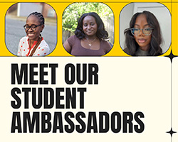 Image of 3 female students with Meet our Student Ambassaors
