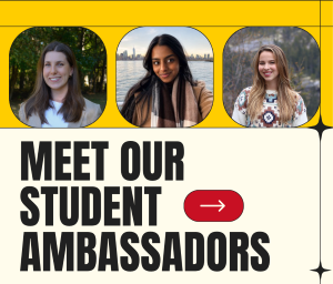 Image of 3 female students with Meet our Student Ambassaors