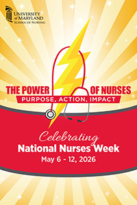 The Power of Nurses: Purpose, Action, Impact. A lightning bolt with a stethoscope.